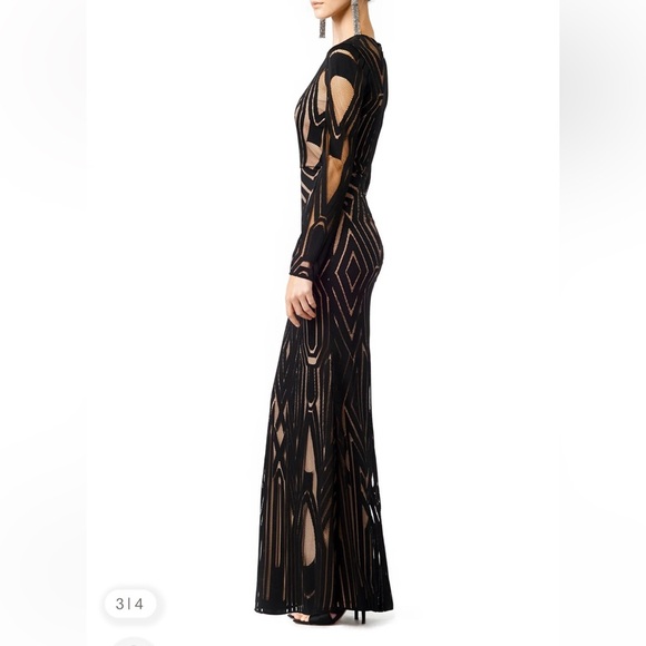 BCBGMAXAZRIA Chakra long sleeve gown sz 4 - Picture 3 of 16